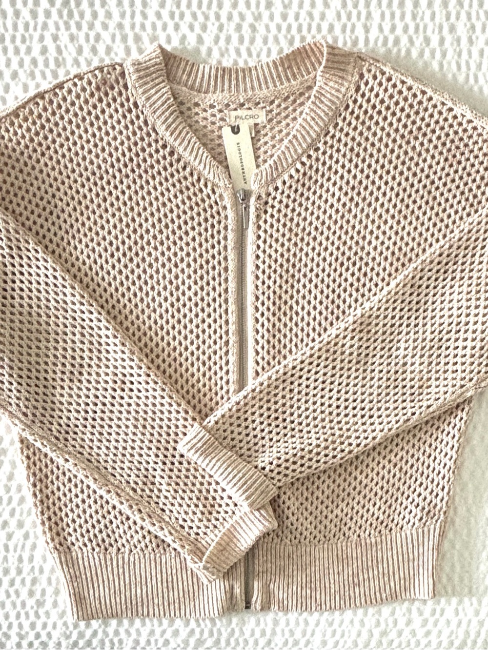 NEW! Anthropologie Pilcro Stitchy Bomber Cardigan Sweater — Size L - Picture 2 of 5